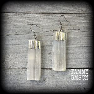 Selenite earrings-Goddess earrings