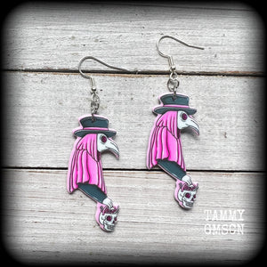 Pastel goth Plague Doctor earrings