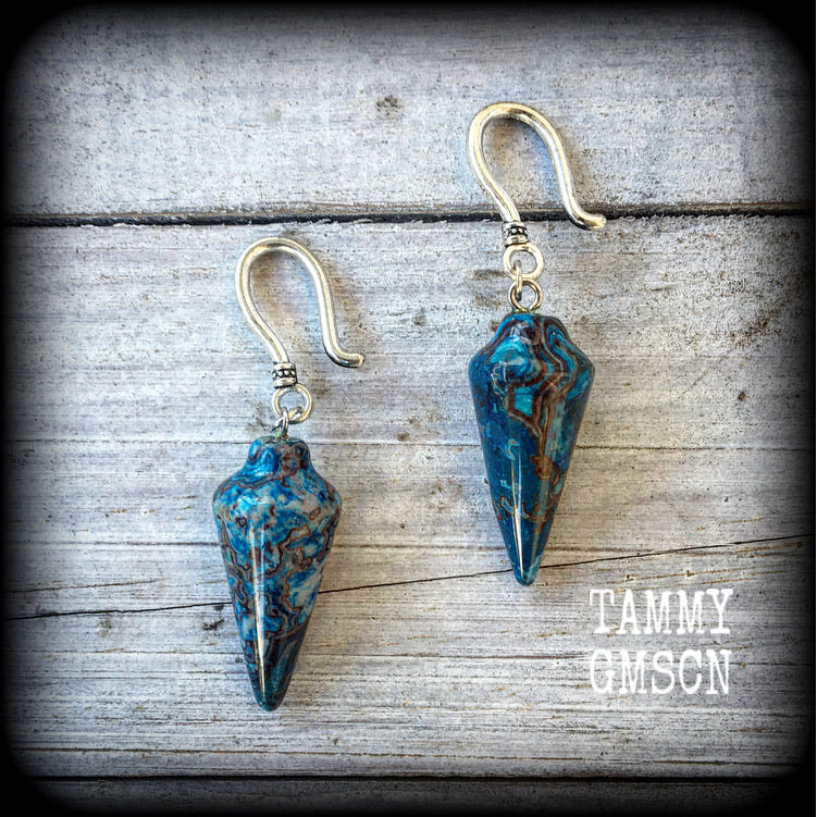 Blue lace agate earrings-Gemstone earrings