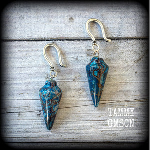 Blue lace agate earrings-Gemstone earrings