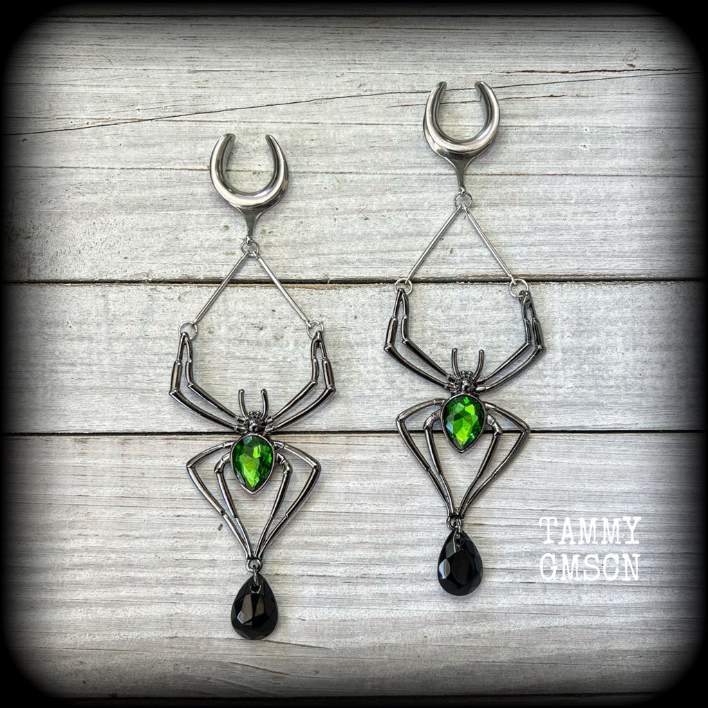 Oversized spider earrings-Insect gauged earrings