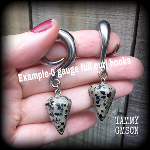 Dalmatian jasper gauged earrings-Gemstone ear weights