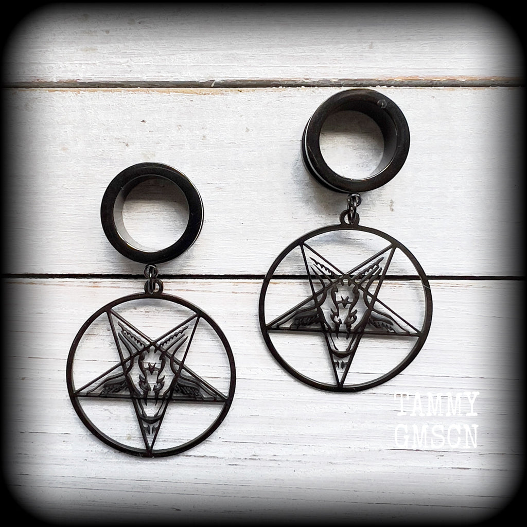 Baphomet tunnel earrings