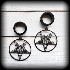 Baphomet tunnel earrings