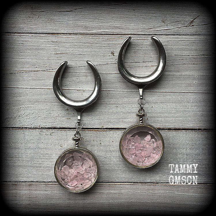 Rose quartz ear weights-Cradle weights