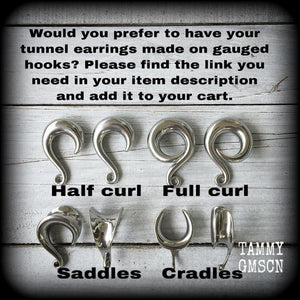 Antique silver key tunnel earrings