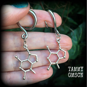 Chocolate molecule earrings-Theobromine gauged earrings