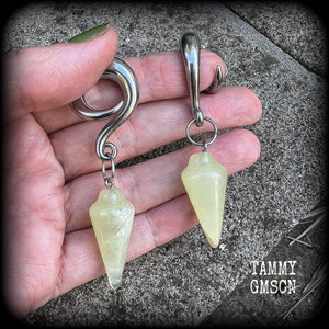 Serpentine jade gauged earrings