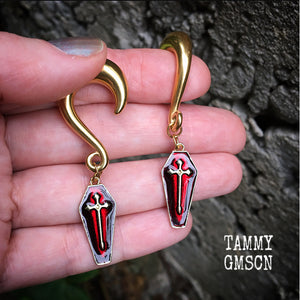 Coffin  gauged earrings-Halloween earrings