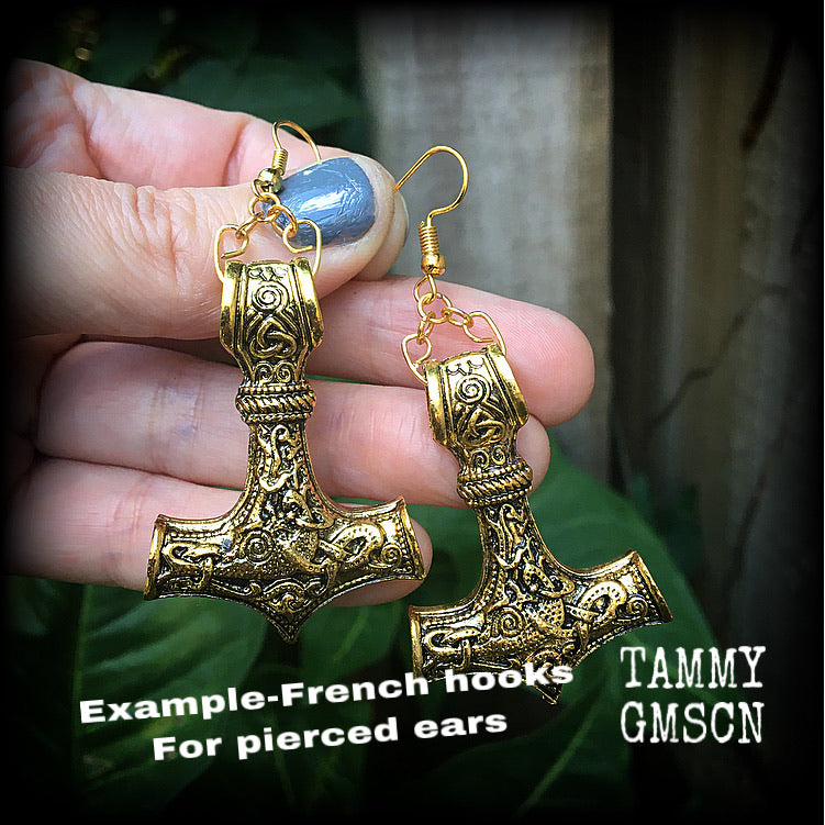 Thors Hammer earrings-Tunnel friendly earrings