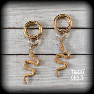 Snake tunnel hoops-Snake snap ring earrings