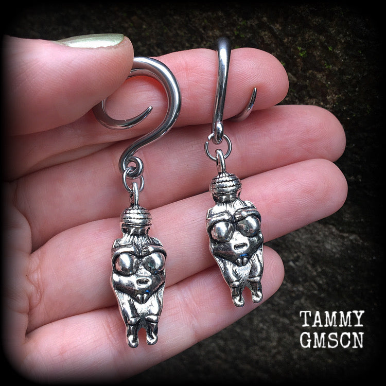 Venus of Willendorf gauged earrings