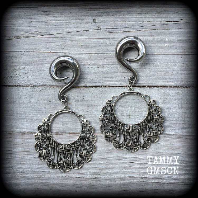 Aphrodite gauged earrings-Filigree earrings