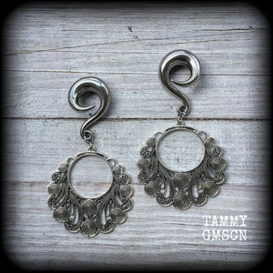 Aphrodite gauged earrings-Filigree earrings