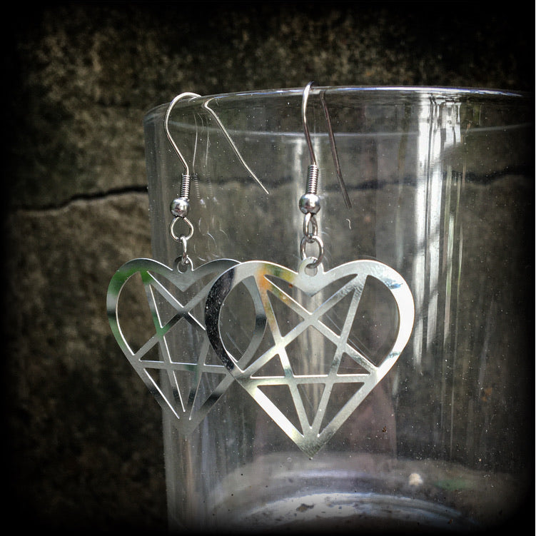 Heartagram earrings-Witchy earrings