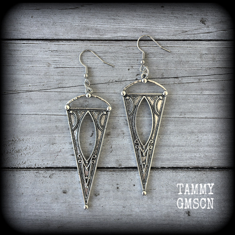 Gothic earrings-Inverted triangle earrings