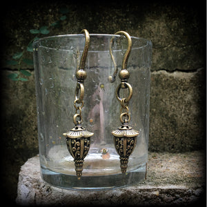 Antique bronze earrings Bronze ear hangers Bronze ear weights Tunnel earrings Tunnel dangles Lantern Lanterns Japanese lantern tattoo Japanese ornaments Stretched ears Stretched lobes Gauged ears Gauged earrings Ear gauges 10mm 8mm 6mm 5mm 4mm  