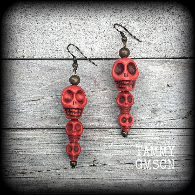 Kali Maa earrings-Skull stack earrings