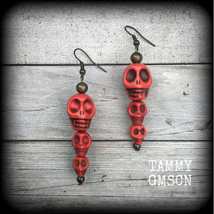 Kali Maa earrings-Skull stack earrings