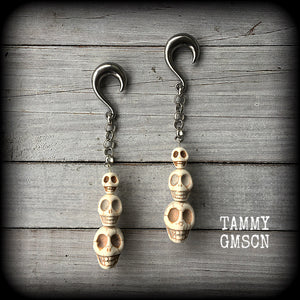 Skull ear weights-Halloween gauged earrings