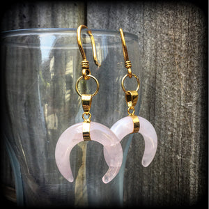 Rose Quartz earrings-Gemstone ear hangers