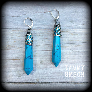 Turquoise earrings-Gemstone earrings