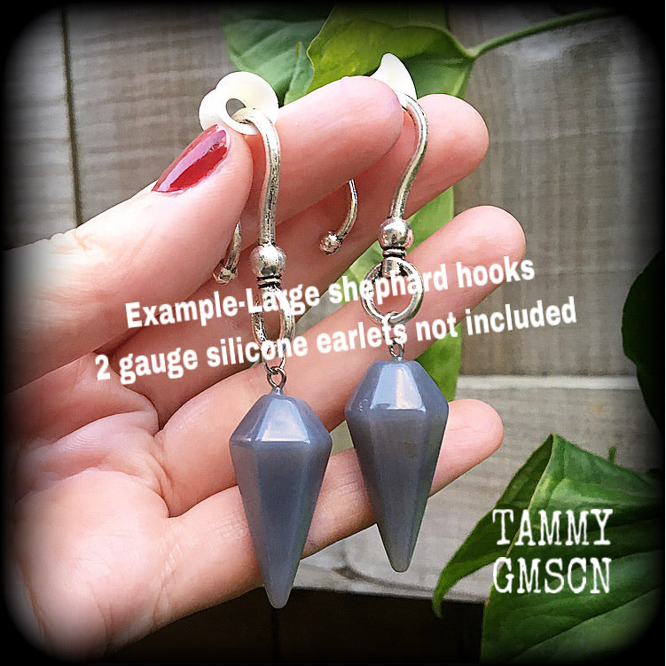 Grey agate earrings-Ear hangers