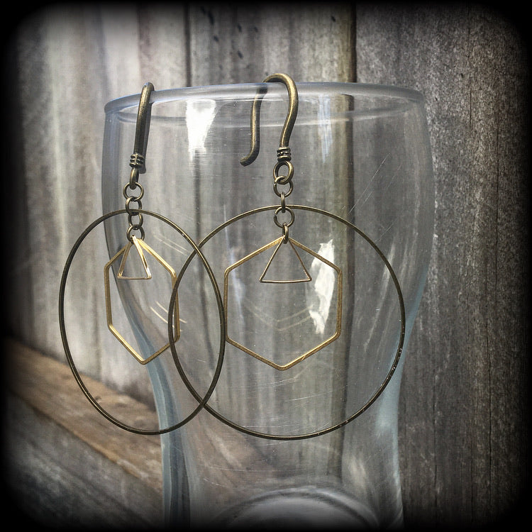 Geometric earrings-Hexagon circle triangle earrings