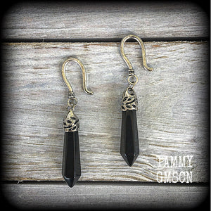 Black obsidian earrings-Gemstone earrings