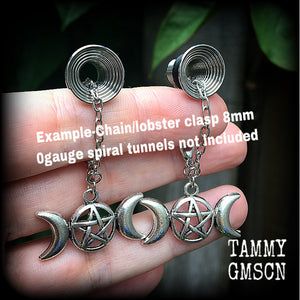 Triple moon earrings-Pentagram earrings