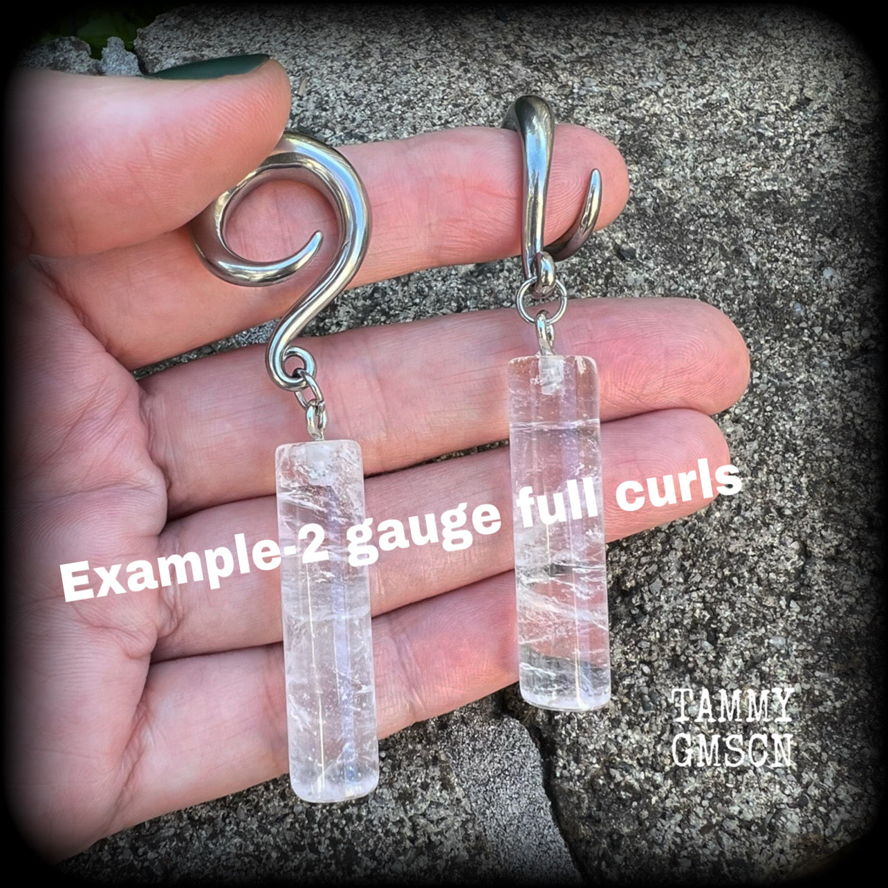 Clear quartz gauged earrings-Gemstone ear weights