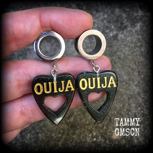 Ouija board planchette tunnel earrings