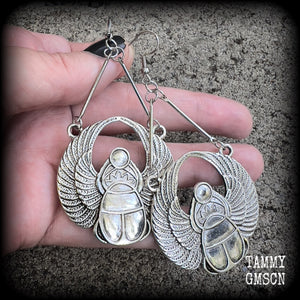 Egyptian scarab beetle earrings-Insect earrings