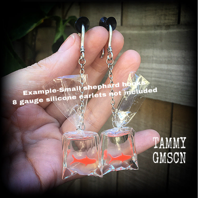 Gold fish earrings-Ear hangers