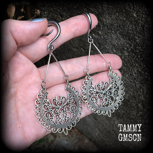 Filigree mandala gauged earrings-Aphrodite earrings