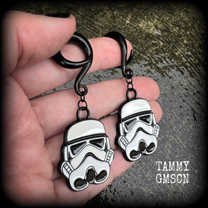 Storm trooper gauged earrings