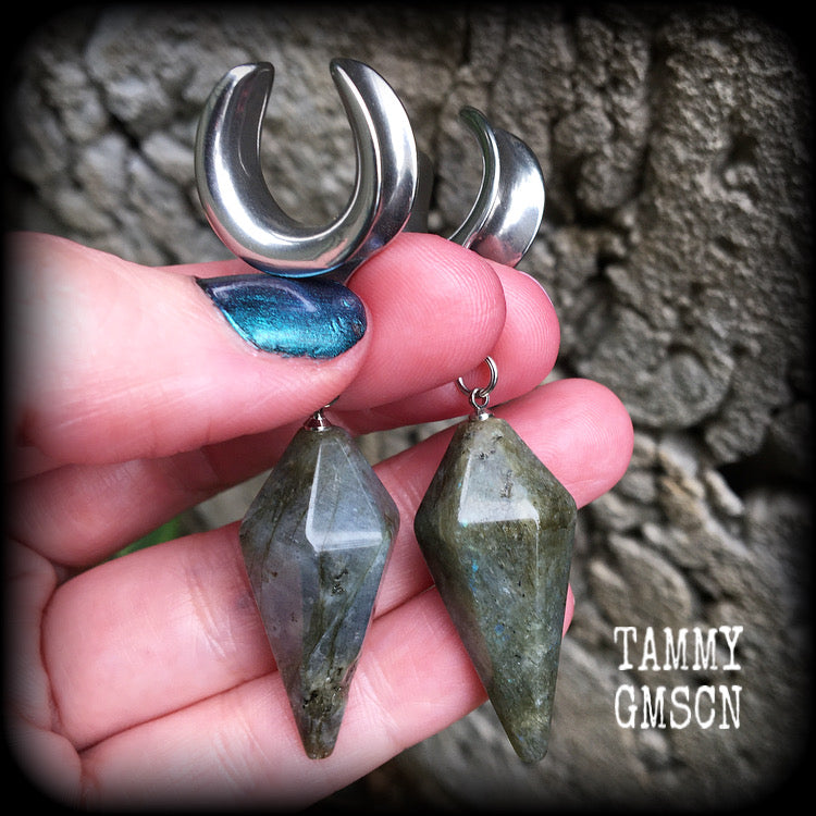 Labradorite ear weights-Gauged earrings