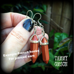 Red jasper earrings-Gemstone earrings