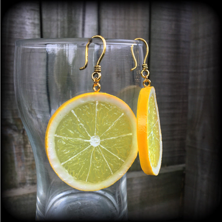 Lemon earrings-Fruit slice earrings