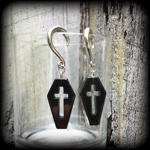 Coffin gauged earrings-Halloween earrings