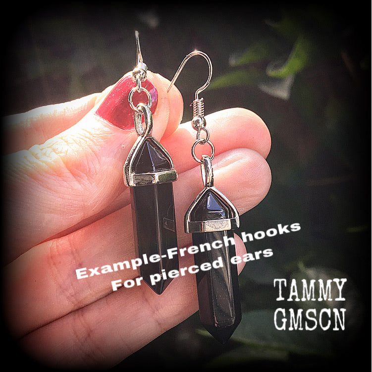 Black obsidian earrings-Gemstone earrings