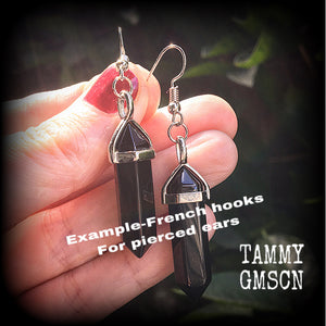 Black obsidian earrings-Gemstone earrings