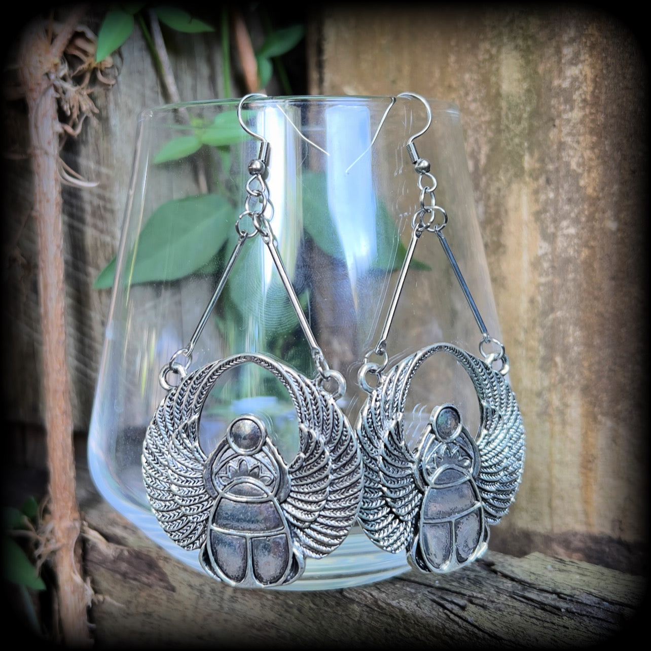 Egyptian scarab beetle earrings-Insect earrings