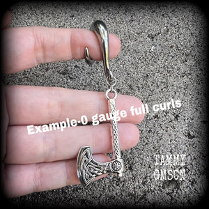 Single Viking axe tunnel earring