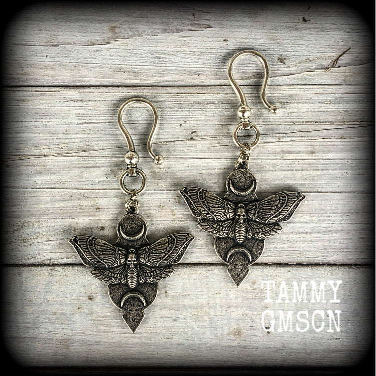 Deaths head moth earrings-Ear hangers