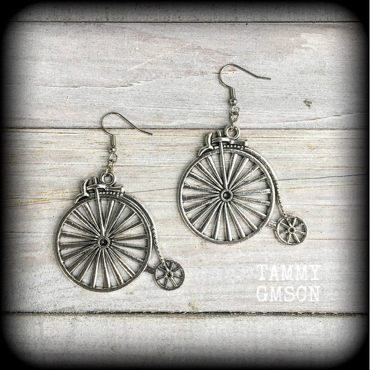 Penny Farthing earrings-Bicycle earrings