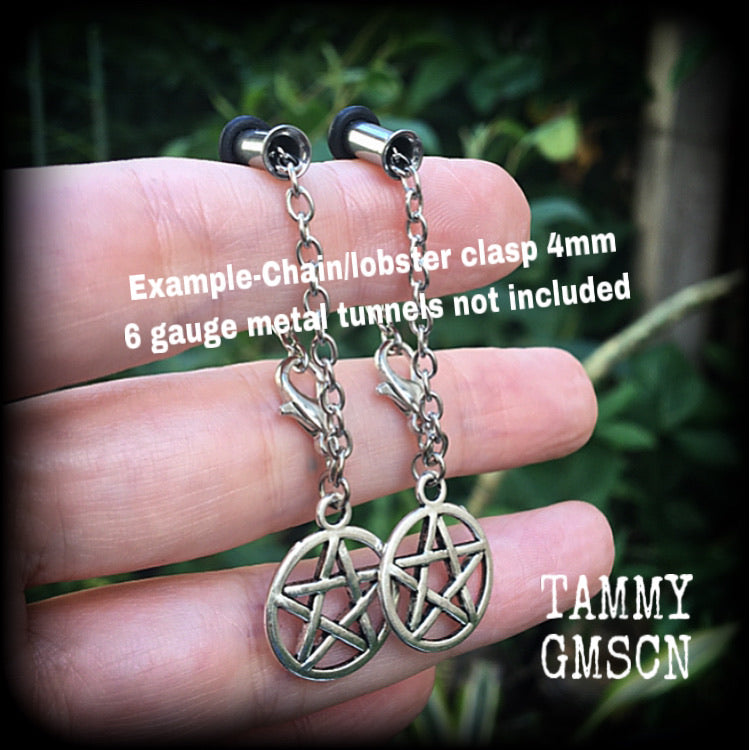 6 gauge pentagram tunnel earrings 