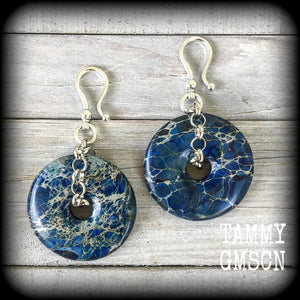 Sea sediment jasper earrings-Ocean jasper ear hangers