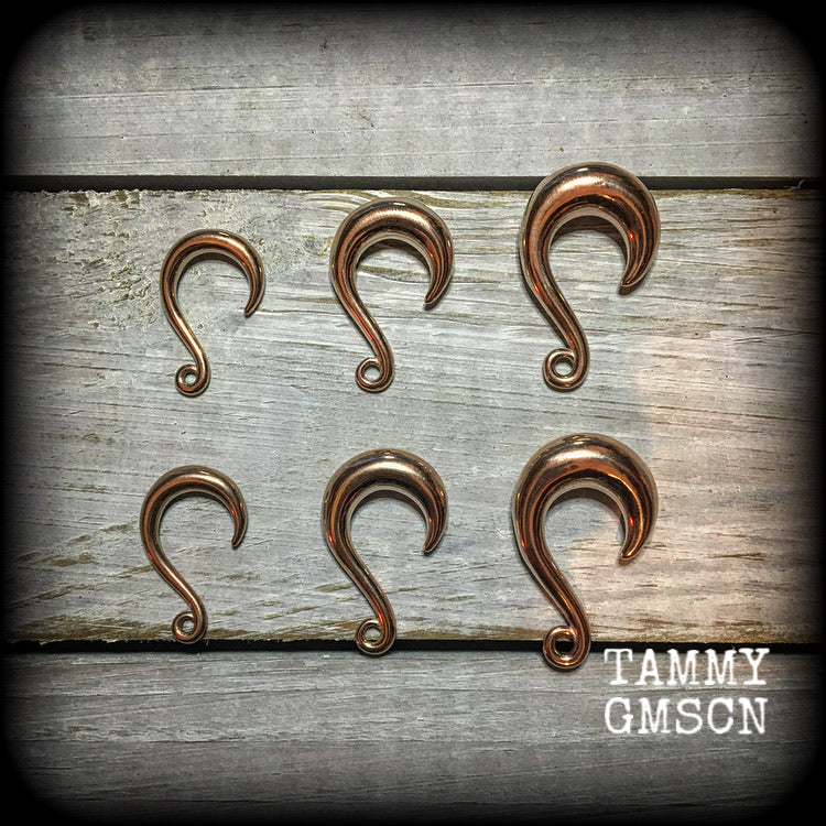 DIY half curl hooks for stretched lobes-Rose gold