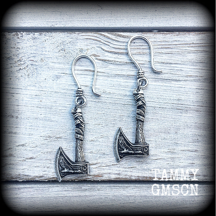 Viking axe earrings-Nordic axe earrings-Viking jewelry